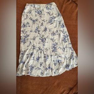 White and blue floral skirt